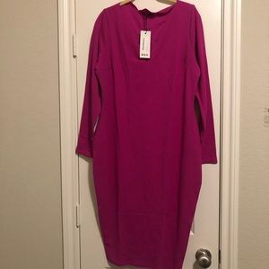 Boohoo Plus Amy Scallop Edge Midi Dress - Fuschia US Size 16